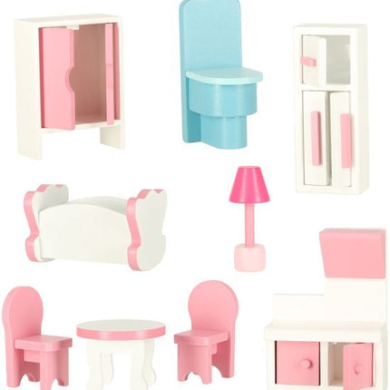 LULILO - Poppenhuis - Hout - incl. 10 Meubels & Accessoires - 80 cm - Design - Roze - Seprio