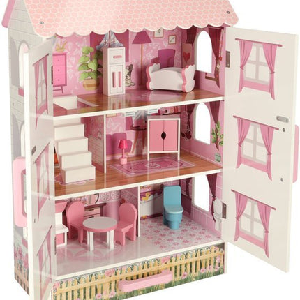 LULILO - Poppenhuis - Hout - incl. 10 Meubels & Accessoires - 80 cm - Design - Roze - Seprio