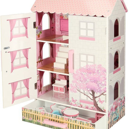 LULILO - Poppenhuis - Hout - incl. 10 Meubels & Accessoires - 80 cm - Design - Roze - Seprio