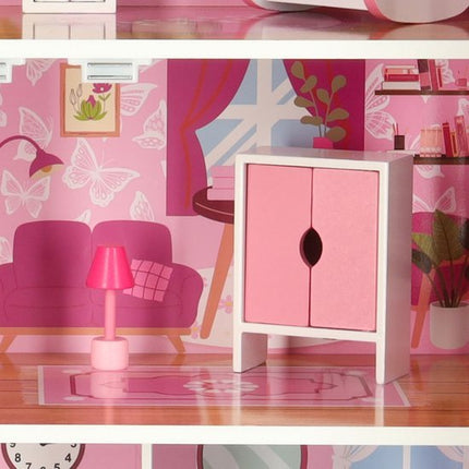 LULILO - Poppenhuis - Hout - incl. 10 Meubels & Accessoires - 80 cm - Design - Roze - Seprio