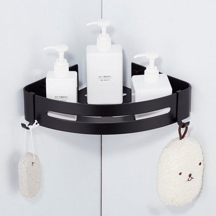 Luxe Doucherek - Zwart - Aluminium Douchemand - Hoekmodel - Met Montagekit - Voor Shampoo en Badartikelen - Seprio