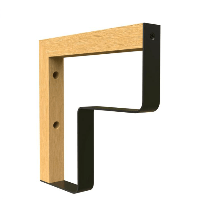 Maclean Plankdrager L - Vorm - 2 stuks - 202 x 202mm - Zwart - Hout/Metaal - Stijlvolle L - vormige Plankdragers - Seprio