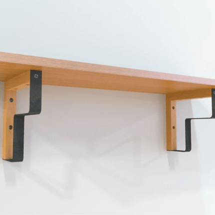 Maclean Plankdrager L - Vorm - 2 stuks - 202 x 202mm - Zwart - Hout/Metaal - Stijlvolle L - vormige Plankdragers - Seprio