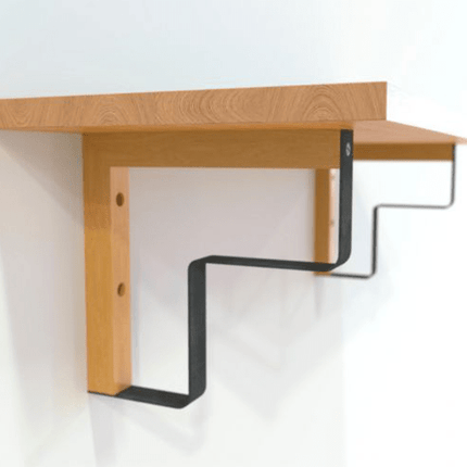 Maclean Plankdrager L - Vorm - 2 stuks - 202 x 202mm - Zwart - Hout/Metaal - Stijlvolle L - vormige Plankdragers - Seprio