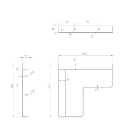 Maclean Plankdrager L - Vorm - 2 stuks - 202 x 202mm - Zwart - Hout/Metaal - Stijlvolle L - vormige Plankdragers - Seprio