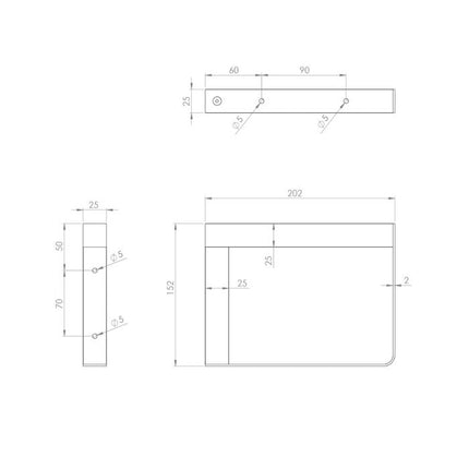 Maclean Plankdrager Rechthoek - 2 stuks - 152 x 202mm - Zwart - Hout/Metaal - Robuuste Rechthoekige Plankdragers - Seprio