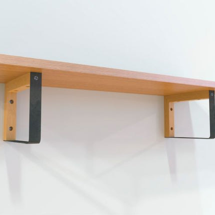 Maclean Plankdrager Rechthoek - 2 stuks - 152 x 202mm - Zwart - Hout/Metaal - Robuuste Rechthoekige Plankdragers - Seprio