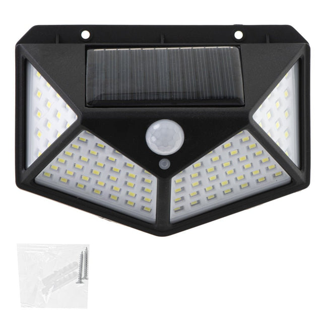 Merkloos - Buitenlamp met Bewegingssensor - Solar Wandlamp voor Buiten - 100 LED - Zwart - Seprio