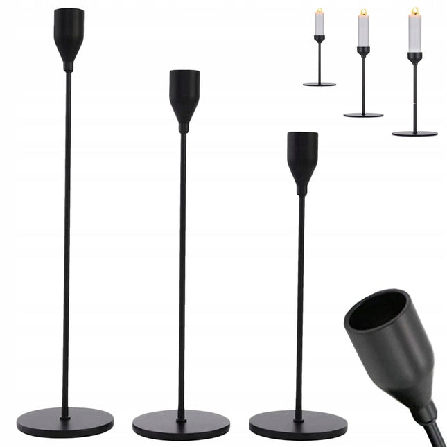 Metalen kandelaars zwart – set van 3 - Seprio