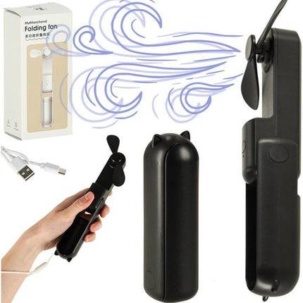 Mini Ventilator - Zwart - Hand Ventilator - USB Oplaadbaar - Met Ophangtouw - Op Batterijen/Accu - Seprio
