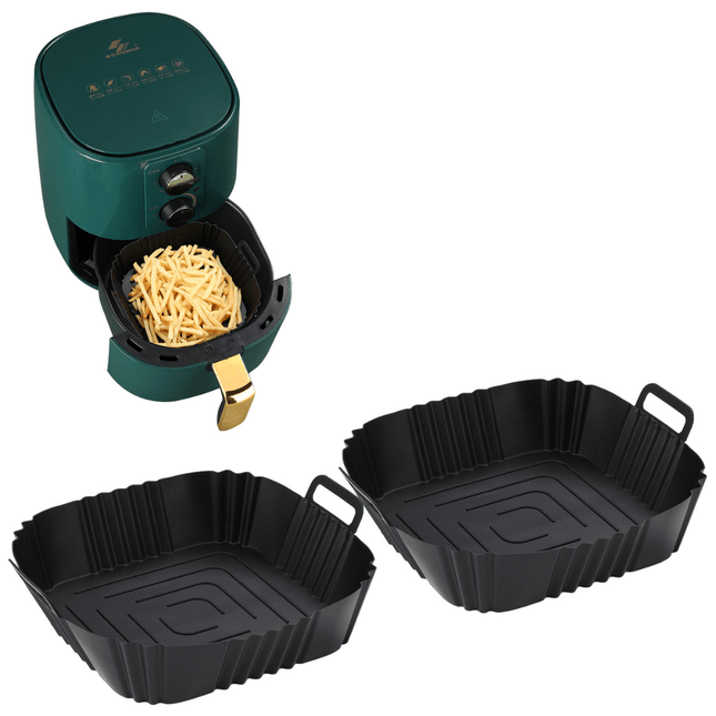 MONOO - Airfryer Bakjes Siliconen XL - 2 Stuks - Vierkant - Bakpapier Alternatief - Accessoires - BPA Vrij - 19,5 x 19,5 CM - Seprio