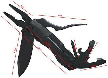 Multitool Zakmes 21 - in - 1 - Multifunctioneel Survival Mes en Tang - Gereedschap Outdoor - Jachtmes - Noodpakket Essential - RVS - Zwart - Seprio