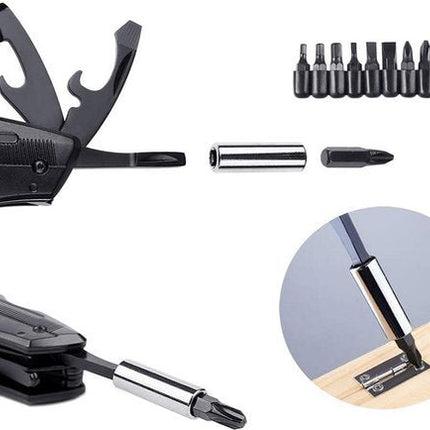 Multitool Zakmes 21 - in - 1 - Multifunctioneel Survival Mes en Tang - Gereedschap Outdoor - Jachtmes - Noodpakket Essential - RVS - Zwart - Seprio