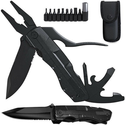 Multitool Zakmes 21 - in - 1 - Multifunctioneel Survival Mes en Tang - Gereedschap Outdoor - Jachtmes - Noodpakket Essential - RVS - Zwart - Seprio