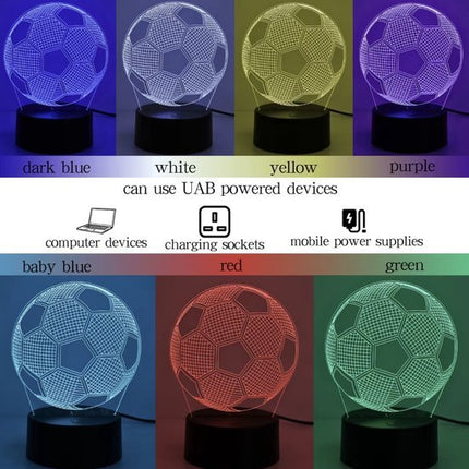 Nachtlamp – 3D lamp – LED - Voetbal - 16 kleuren - 3D Night Light - game - gaming - afstandsbediening – bureaulamp – sfeerlamp – cadeau – sinterklaas – kerst - Seprio