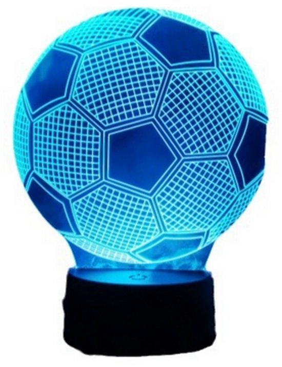 Nachtlamp – 3D lamp – LED - Voetbal - 16 kleuren - 3D Night Light - game - gaming - afstandsbediening – bureaulamp – sfeerlamp – cadeau – sinterklaas – kerst - Seprio