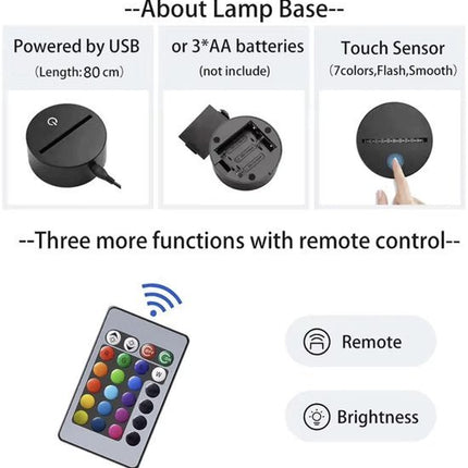 Nachtlamp – 3D lamp – LED - Voetbal - 16 kleuren - 3D Night Light - game - gaming - afstandsbediening – bureaulamp – sfeerlamp – cadeau – sinterklaas – kerst - Seprio
