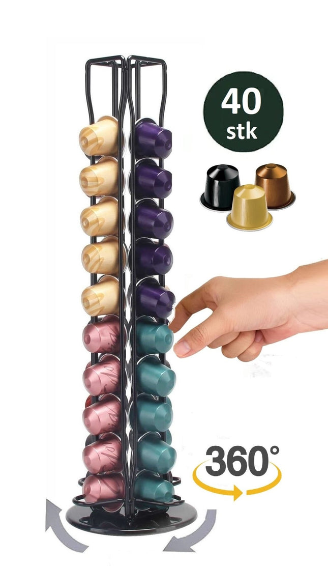 Nespresso Capsulehouder - 360° draaibaar - 40 Cups - Cuphouder - Koffiecups Houder - Zwart - Seprio