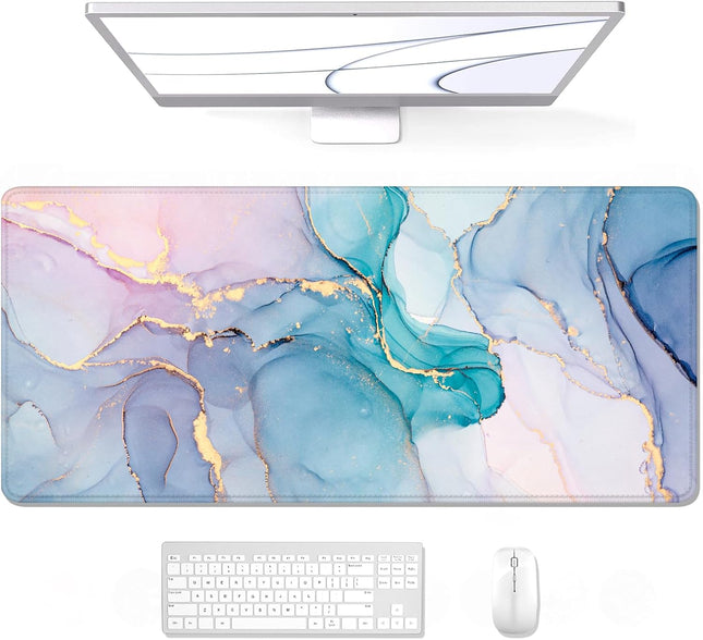 Nexara - Muismat XXL - Bureau Onderlegger en Gaming Mousepad - 90 x 40 cm - Marmerlook Pastel - Seprio