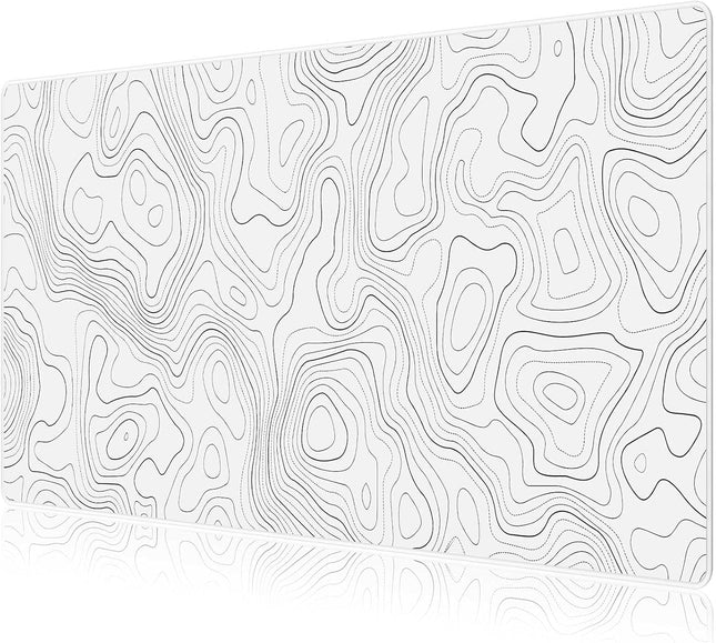 Nexara - Muismat XXL - Bureau Onderlegger en Gaming Mousepad - 90 x 40 cm - Topografisch Wit - Seprio