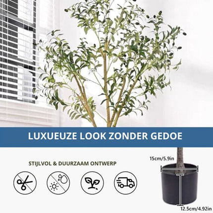 Olijvenboom - Kunstplant - 160 cm - incl. Olijfjes - Kunstplanten voor Binnen - Seprio