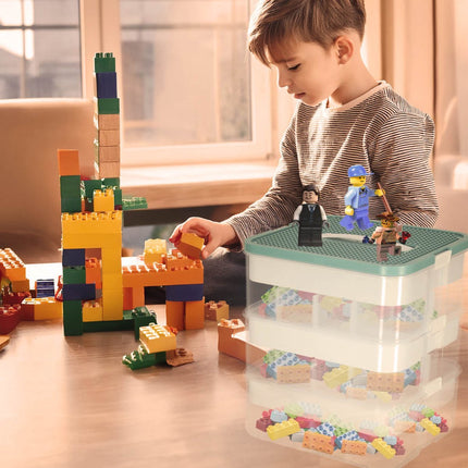 Opbergbox Geschikt voor Lego - Drielaags Organiser - Opslag met Vakken - 3 Niveaus - Seprio