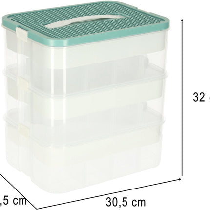 Opbergbox Geschikt voor Lego - Drielaags Organiser - Opslag met Vakken - 3 Niveaus - Seprio