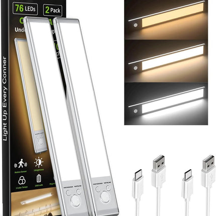 Oplaadbare LED kastverlichting met bewegingssensor – 2 stuks - Seprio