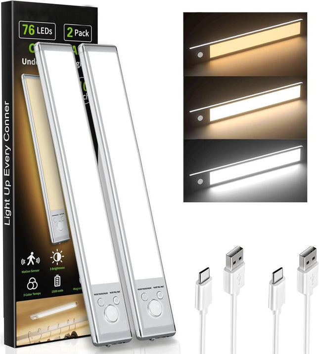 Oplaadbare LED kastverlichting met bewegingssensor – 2 stuks - Seprio