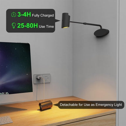 Oplaadbare Schilderijverlichting - Draadloze Wandlamp - Draadloze Spotjes - Draadloze Schilderijverlichting Oplaadbaar - Touch en Afstandsbediening - Dimbaar LED - Oplaadbare Schilderijlamp Snoerloos - Accu Schilderijlamp - USB - C - Zwart - Seprio