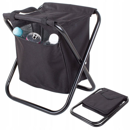 Opvouwbaar viskrukje met tas – zwart – 34×28×26 cm - Seprio