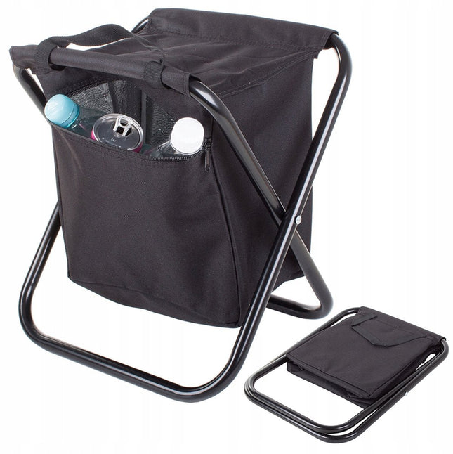 Opvouwbaar viskrukje met tas – zwart – 34×28×26 cm - Seprio