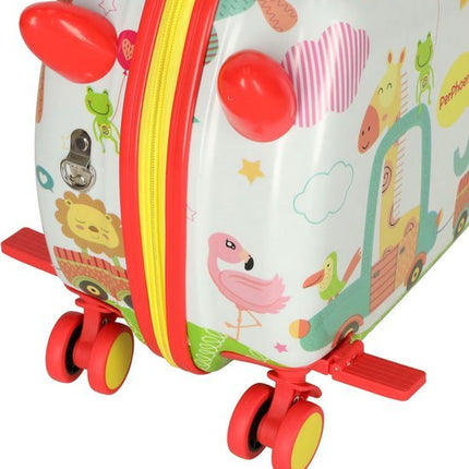 PerPhoenix Ride On Reiskoffer Kinderen Dierentuin Motief 45 cm x 31,5 cm x 22 cm - Zoo Design Handbagage op Wielen - Maximaal 20 kg Belasting - Seprio