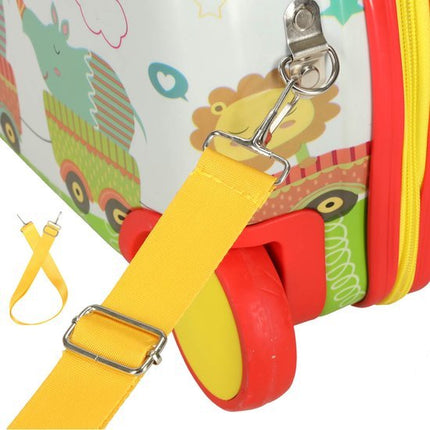 PerPhoenix Ride On Reiskoffer Kinderen Dierentuin Motief 45 cm x 31,5 cm x 22 cm - Zoo Design Handbagage op Wielen - Maximaal 20 kg Belasting - Seprio
