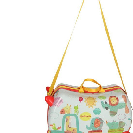 PerPhoenix Ride On Reiskoffer Kinderen Dierentuin Motief 45 cm x 31,5 cm x 22 cm - Zoo Design Handbagage op Wielen - Maximaal 20 kg Belasting - Seprio
