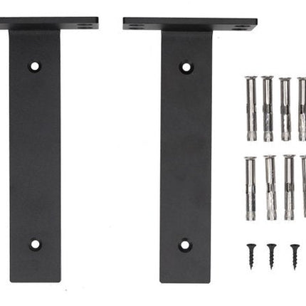 Plankbeugels Set - 2 Stuks Wandmontagebeugels - Verborgen Bodem Plankbeugels - Zware RVS Plankdragers - L - Beugels voor Wandplanken - 5 mm Dik - 20 cm Lang - Zwart - Seprio