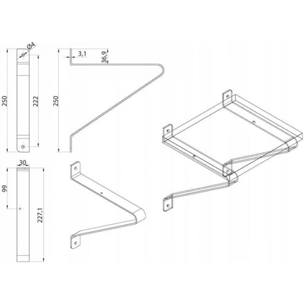 Plankdrager - Metaal - Zwart - Industrieel - 2 Stuks - 250 mm - Metalen Plankdragers voor Plankbevestiging - Seprio
