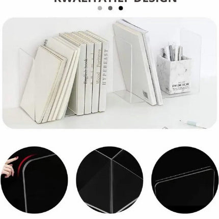 Qaan Living Doorzichtig Boekensteun - Plexiglas - XL - Set van 6 - Transparante Boekenstandaard - Boekenhouder - Boekensteun - Gemaakt van Stevig Plexiglas - Seprio