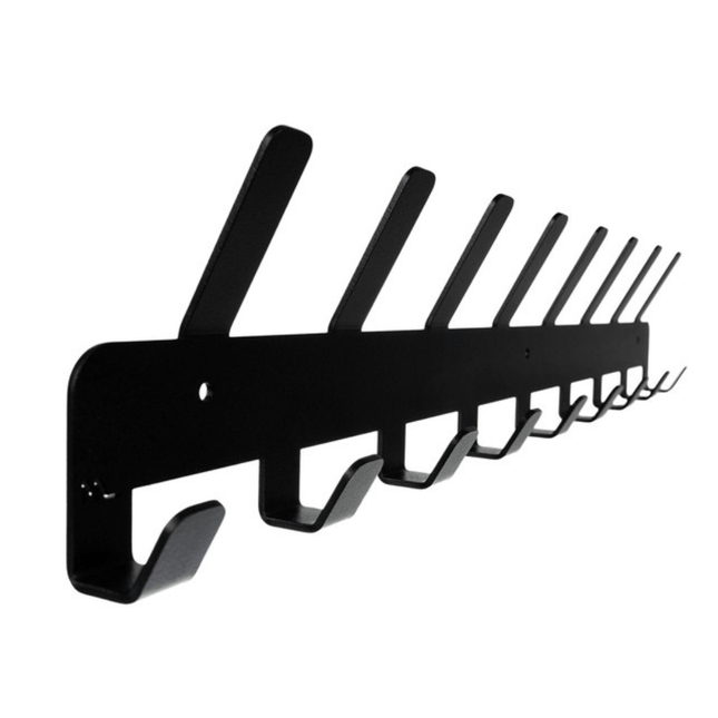 Qaan Living Wandkapstok 17 haken - 48 cm - Inclusief bevestigingsmateriaal - Kapstokken - RVS - Muur / Wand Kapstok - Mat Zwart - Metaal - Seprio