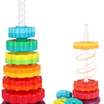 Rainbow Spin Tower – stapel- en draaispeelgoed met 6 schijven - Seprio