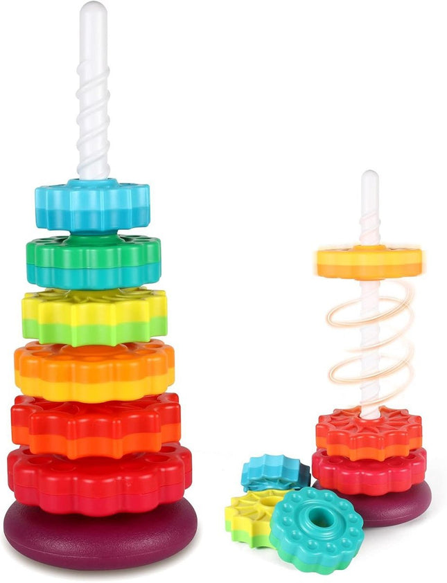 Rainbow Spin Tower – stapel- en draaispeelgoed met 6 schijven - Seprio