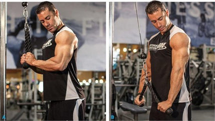 Rope gym - triceps - Trekkoord voor krachtstation tweehandig - touw fitness - krachtstation - handgreep - kabelbevestiging - Seprio