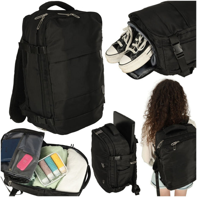 Rugzak - Handbagage - Reistas - Geschikt voor EasyJet - 45x32x15 cm - Maximale Formaat Underseater - Zwart - Waterdicht - Seprio