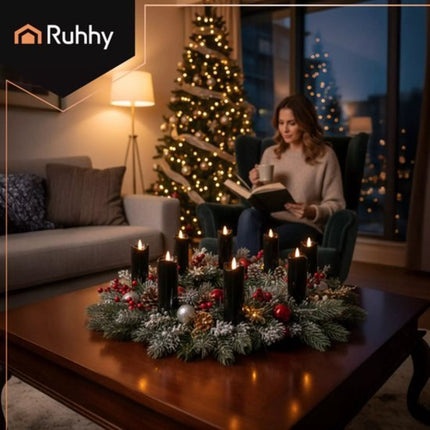 Ruhhy LED - kaarsen 12×15 cm – veilige, rookvrije kaarsen met flakkerend vlam - effect voor binnen en buiten - Seprio