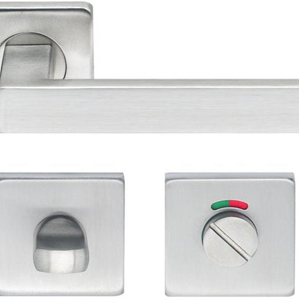 RVS Deurklink - Vierkant Rozet - Zilver - Met Sleutelrozet - Deurbeslag Set - Inclusief Bevestigingsmateriaal - Seprio