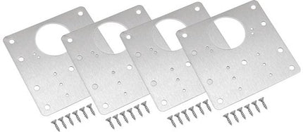Scharnier Reparatieset 90x90 mm - 4 Delige Set - RVS Reparatieplaten voor 35 mm Inboorscharnieren - Inclusief Schroeven - Verstevigingsplaat voor Keukenkastdeuren en Meubels - Voor Herstel van Uitgescheurde Scharnieren - Seprio
