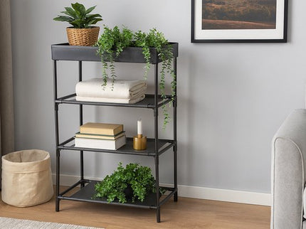 Schoenenrek - 5 Lagen - Smal 81 x 39,5 x 21,5 cm - Opvouwbare Schoenen Organizer met Stoffen Legplanken - Lichtgewicht Kunststof Frame - Zwart - Seprio