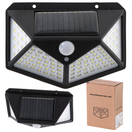 Merkloos - Buitenlamp met Bewegingssensor - Solar Wandlamp voor Buiten - 100 LED - Zwart