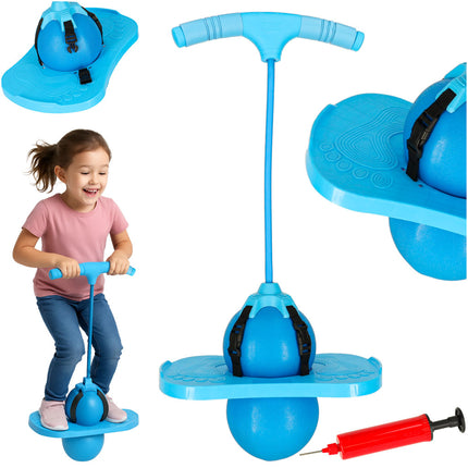 Merkloos - Pogo Springbal met Handgreep - Met Voetplaat en Pomp - Vanaf 6 Jaar - Max. 100 kg - Blauw