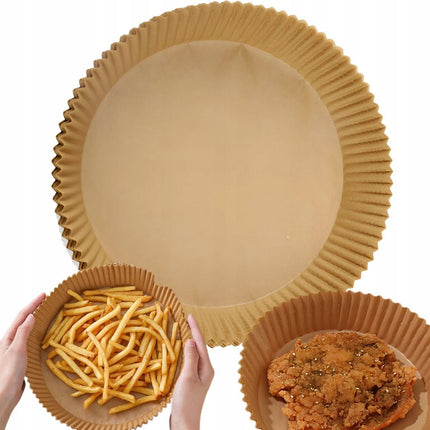 Nexara - Airfryer Bakpapier Rond - Papieren Airfryer Bakjes - 200 Stuks - 16 cm - Bruin
